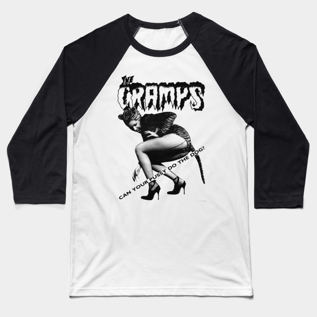 The Cramps - Black and White Design Baseball T-Shirt by Shirleyy Shop Arts